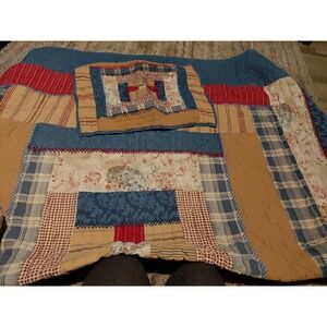 Cremieux Whitney Plaid Patchwork Floral Quilt Rustic Americana 92inx 96in Queen
